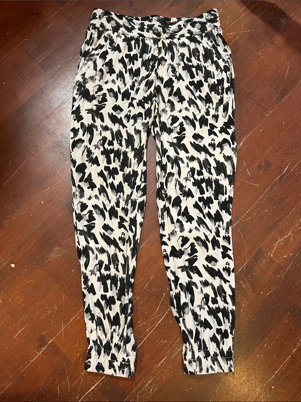 Ann Taylor Loft Black And White Animal-Print Pants
